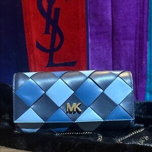 Michael Kors Mott Woven leather East West Clutch